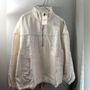 LNDN London denim Cream Quarter-Zip Pullover Jacket Size XL